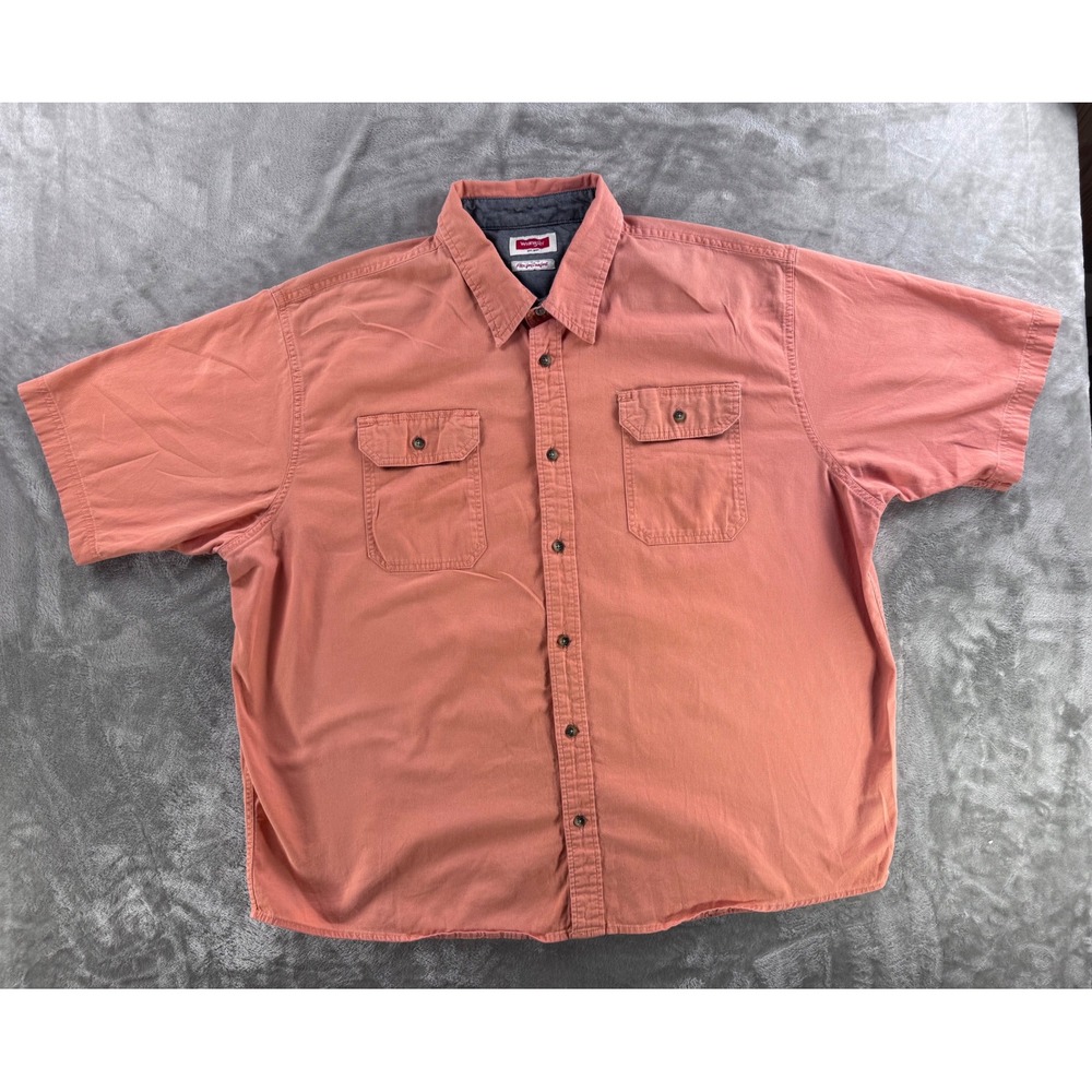 Wrangler Work Shirt Mens XXL Coral Utility Workwear Dadcore Outdoor Button Up